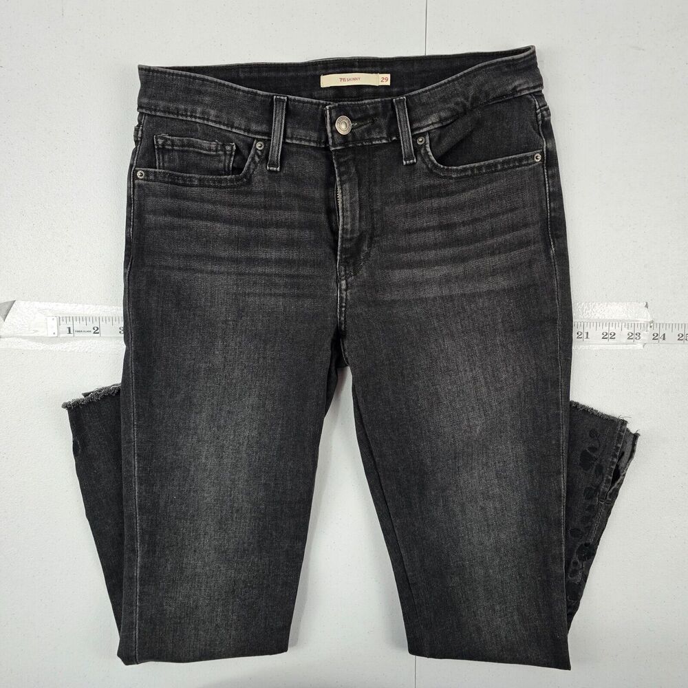 Levi's 711 skinny jeans black denim womens 29 slim 4887